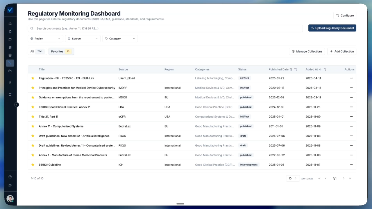 Regulatory Monitoring Demo